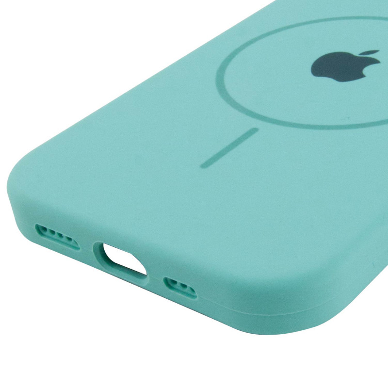 Купити Чохол Silicone Case Full Protective (AA) with Magnetic Safe на Apple iPhone 15 (6.1") (Бірюзовий / Marine Green) на vchehle.ua