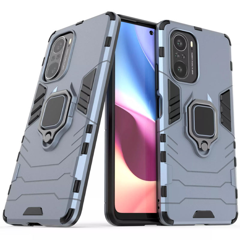 Фото Ударостійкий чохол Transformer Ring for Magnet на Xiaomi Redmi K40 /K40 Pro/K40 Pro+/Poco F3/Mi 11i (Сірий / Metal slate) на vchehle.ua