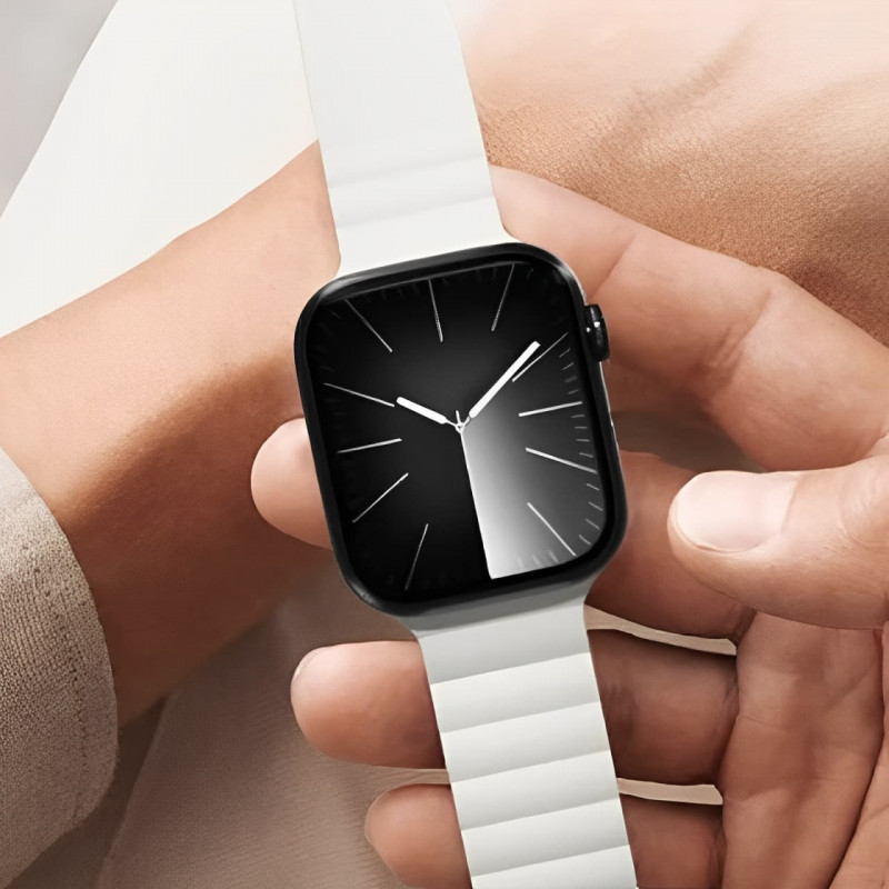 Фото Ремінець BlueO Magnetic Silicone для Apple Watch 42(ser.1-3)/44/45/46/49mm (White / Orange) в маназині vchehle.ua