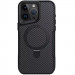 Фото TPU+PC чохол Metal Buttons with Magnetic Safe Carbon Ring на Apple iPhone 16 Pro (6.3") (Чорний) на vchehle.ua