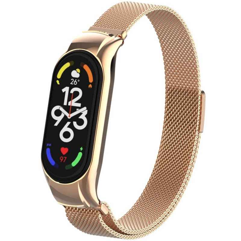 Ремешок Milanese Loop Design для Xiaomi Mi Band 7 (Pink Gold)