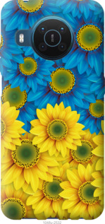 Чехол Жёлто-голубые цветы для Nokia X20
