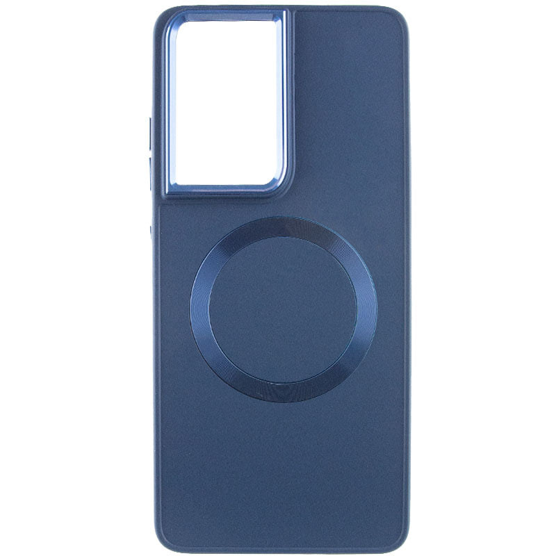 TPU чехол Bonbon Metal Style with Magnetic safe для Samsung Galaxy S21 Ultra (Синий / Cosmos Blue)