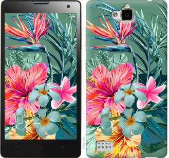 

Чехол Тропические цветы v1 для Huawei Honor 3C 845232