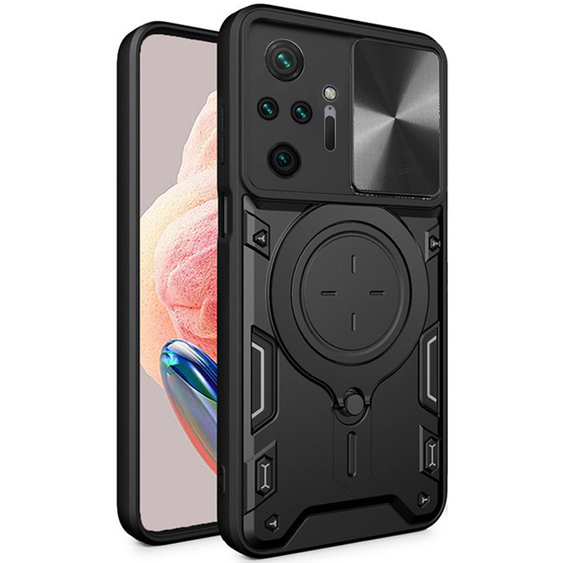 Фото Удароміцний чохол Bracket case with Magnetic на Xiaomi Redmi Note 10 Pro / 10 Pro Max (Black) на vchehle.ua