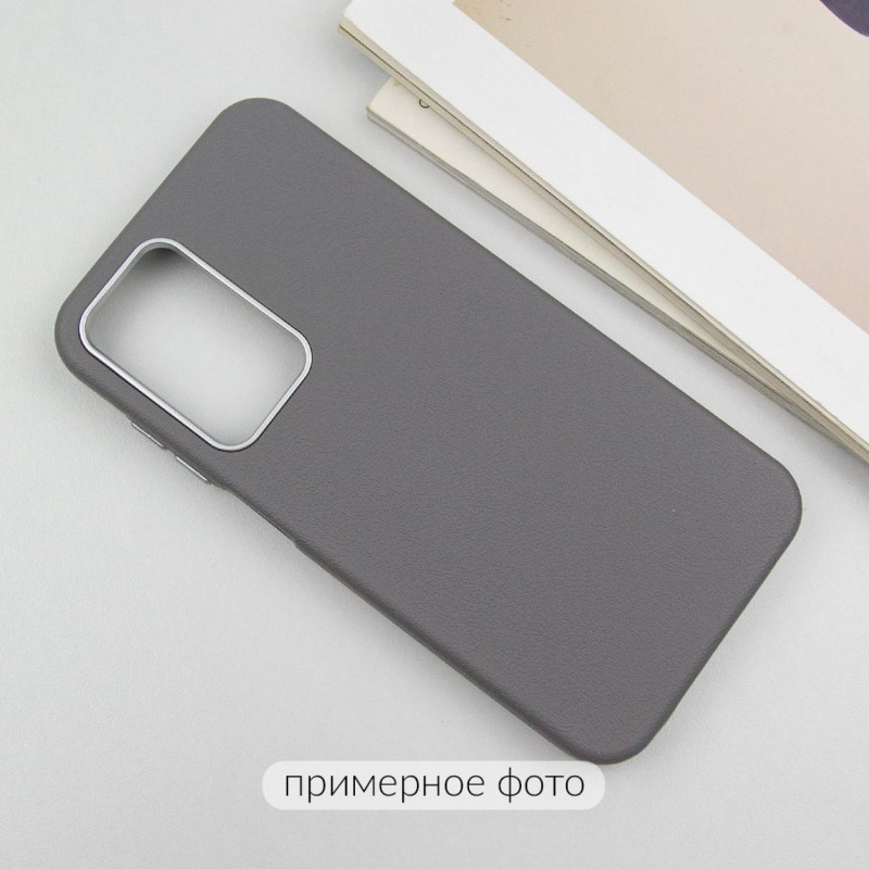 Фото Шкіряний чохол Leather Case Metal Buttons на Xiaomi Redmi 14C / Poco C75 (Titanium Gray) в маназині vchehle.ua