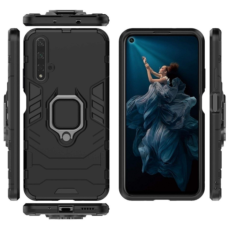 Фото Ударопрочный чехол Transformer Ring for Magnet для Huawei Honor 20 / Nova 5T (Черный / Soul Black) на vchehle.ua