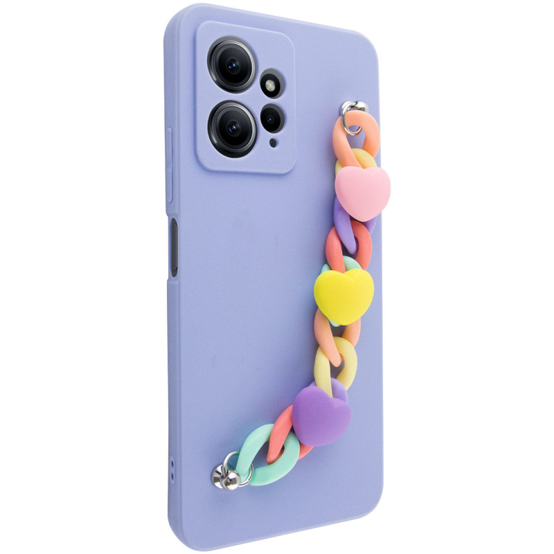 Фото Чохол Chained Heart з підвісним ланцюжком на Xiaomi Redmi Note 12 4G (Lilac Blue) на vchehle.ua