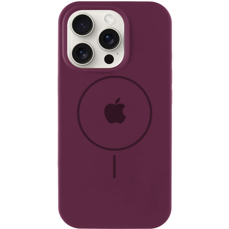 Чохол Silicone Case Full Protective (AA) with Magnetic Safe на Apple iPhone 12 Pro Max (6.7") (Бордовий / Plum)