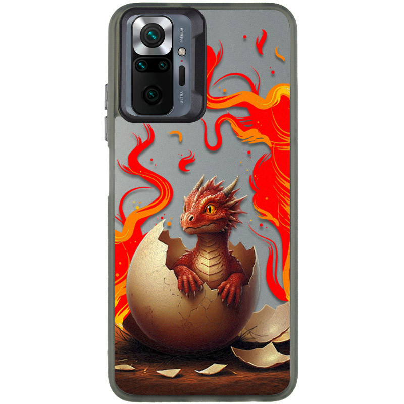 TPU+PC чохол TakiTaki Fantasy magic glow на Xiaomi Redmi Note 10 / Note 10s (Fire dragon - Black)