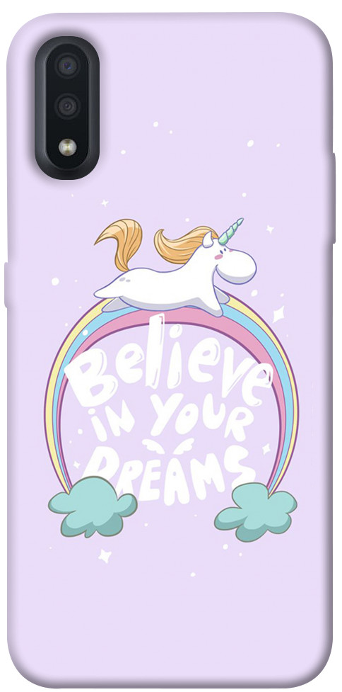 Чехол Believe in your dreams unicorn для Galaxy A01