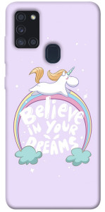 Чохол Believe in your dreams unicorn для Galaxy A21s (2020)