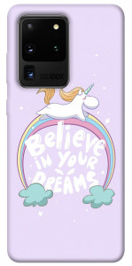 Чехол Believe in your dreams unicorn для Galaxy S20 Ultra (2020)