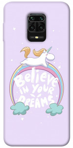 Чехол Believe in your dreams unicorn для Xiaomi Redmi Note 9 Pro