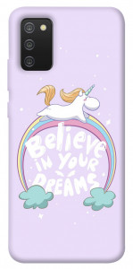 Чохол Believe in your dreams unicorn для Galaxy A02s