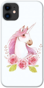 Чехол Единорог с цветами для iPhone 11