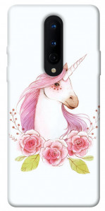 Чехол Единорог с цветами для OnePlus 8