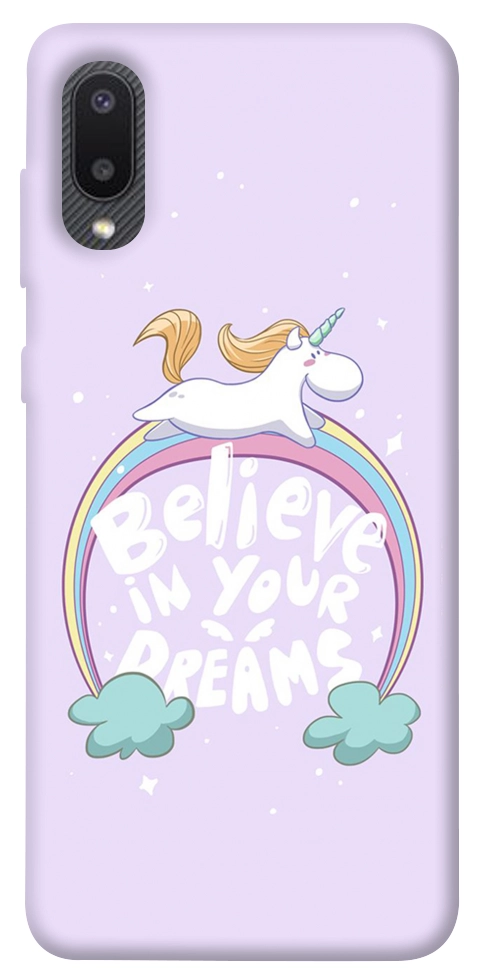 Чехол Believe in your dreams unicorn для Galaxy A02