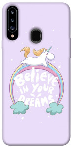 Чехол Believe in your dreams unicorn для Galaxy A20s (2019)