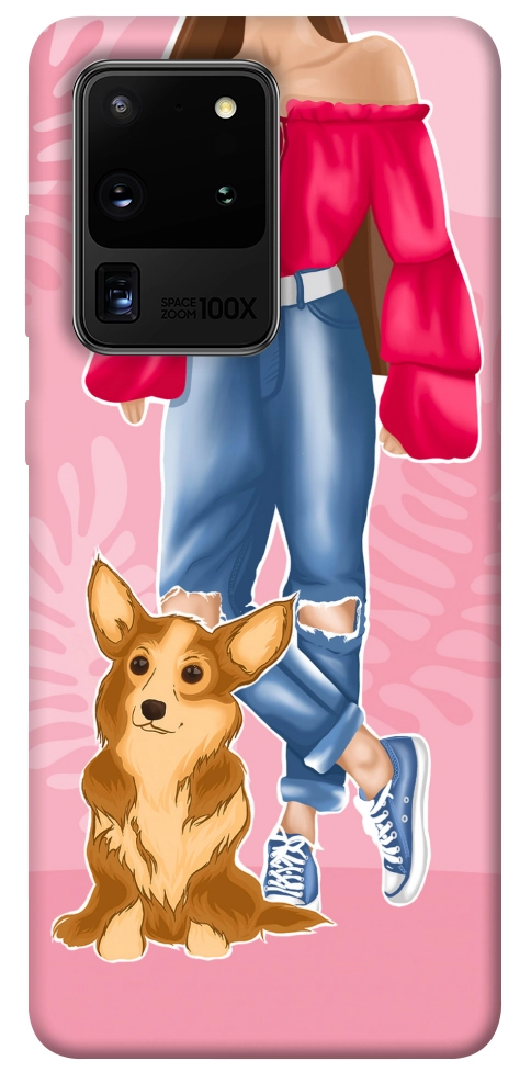 Чохол Girl and corgi для Galaxy S20 Ultra (2020)