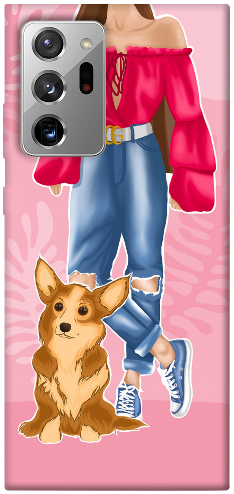 Чохол Girl and corgi для Galaxy Note 20 Ultra