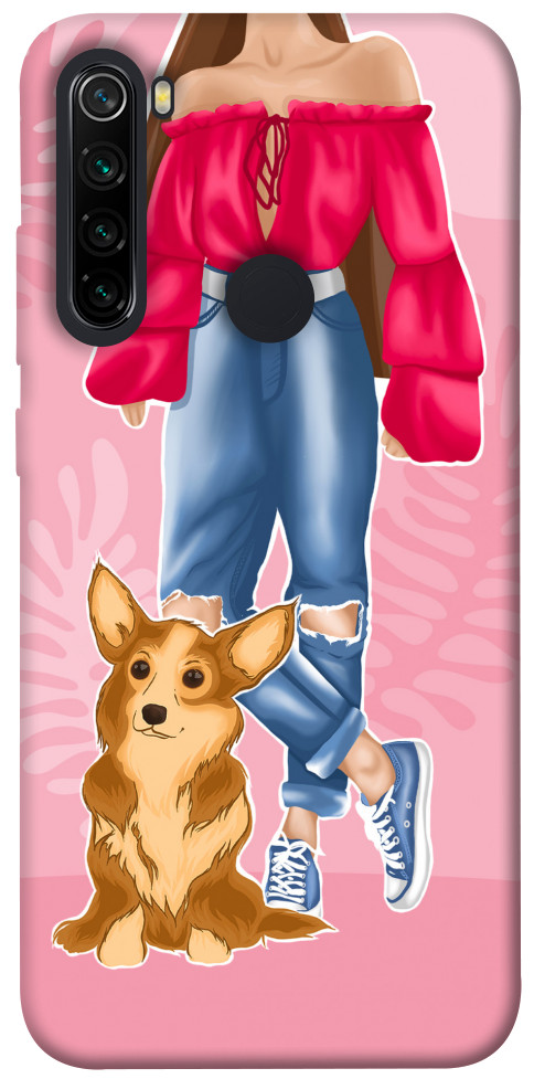 Чохол Girl and corgi для Xiaomi Redmi Note 8