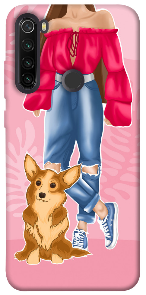 Чохол Girl and corgi для Xiaomi Redmi Note 8T