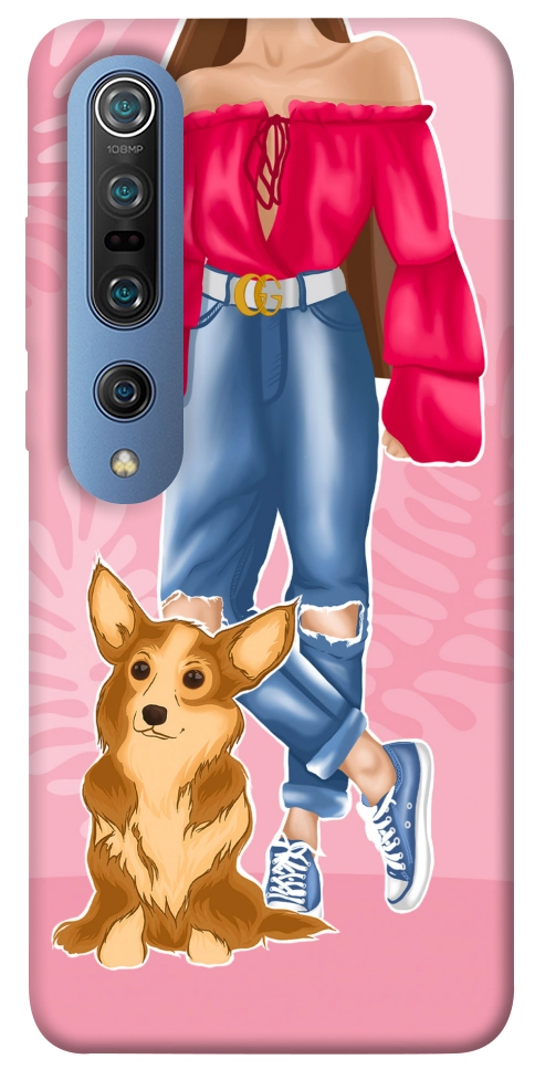 Чехол Girl and corgi для Xiaomi Mi 10