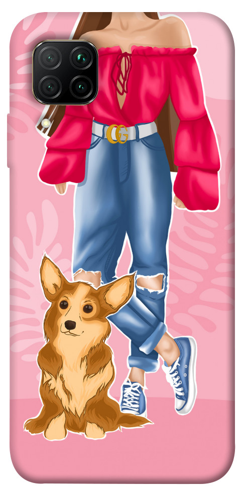 Чехол Girl and corgi для Huawei P40 Lite