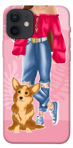 Чохол Girl and corgi для iPhone 12