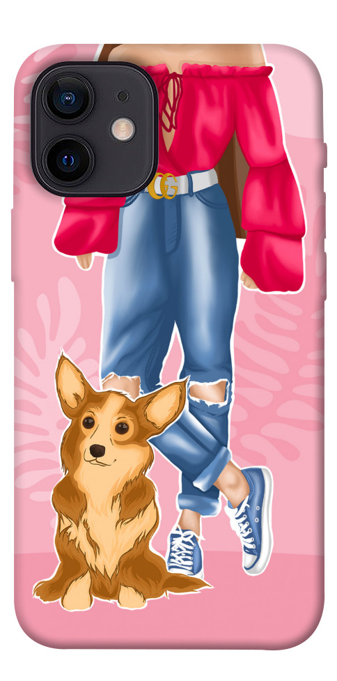 Чохол Girl and corgi для iPhone 12 mini