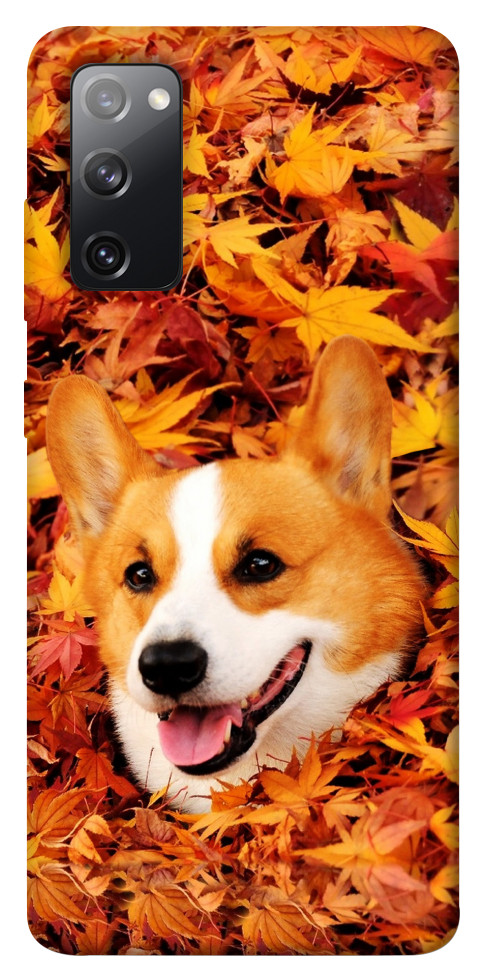Чехол Корги в листьях для Galaxy S20 FE