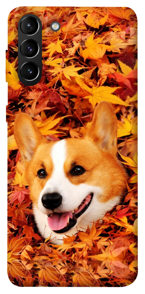 Чехол Корги в листьях для Galaxy S21+