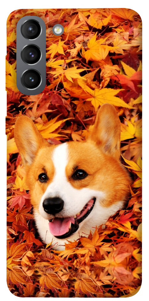 Чехол Корги в листьях для Galaxy S21
