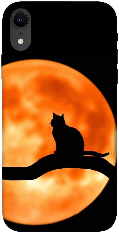 Чехол Кот на фоне луны для iPhone XR