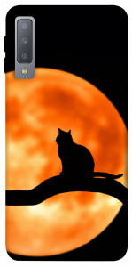 Чехол Кот на фоне луны для Galaxy A7 (2018)