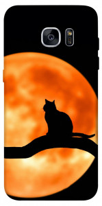 Чехол Кот на фоне луны для Galaxy S7 Edge