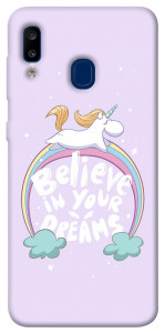 Чехол Believe in your dreams unicorn для Galaxy A20 (2019)