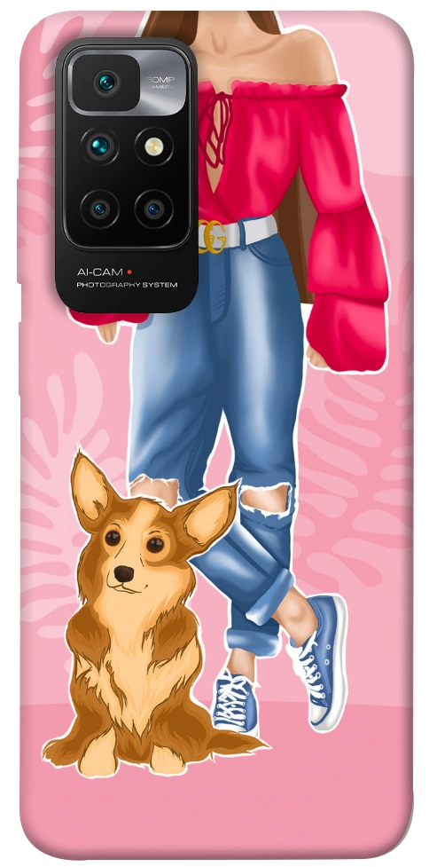 Чехол Girl and corgi для Xiaomi Redmi 10