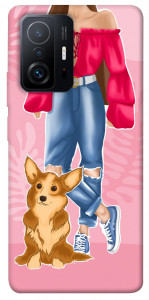 Чохол Girl and corgi для Xiaomi 11T