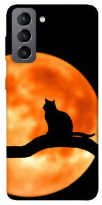 Чехол Кот на фоне луны для Galaxy S21 FE