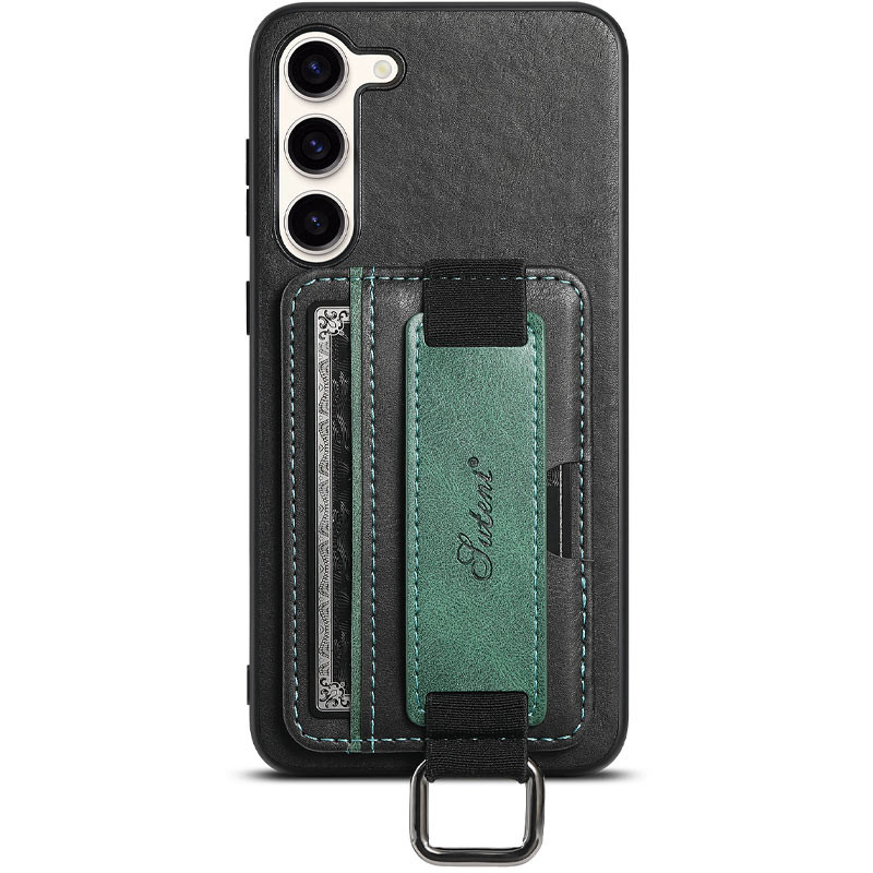 Шкіряний чохол Wallet case and straps на Samsung Galaxy S24 (Чорний / Black)