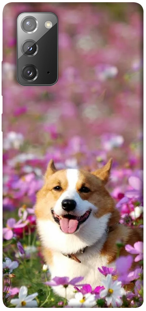 Чехол Корги в цветах для Galaxy Note 20