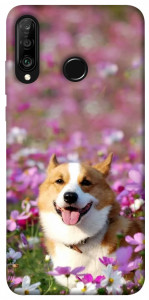 Чохол Коргі в квітах для Huawei P30 Lite