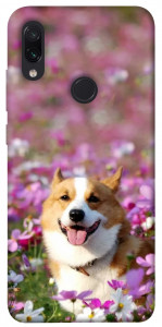 Чохол Коргі в квітах для Xiaomi Redmi Note 7