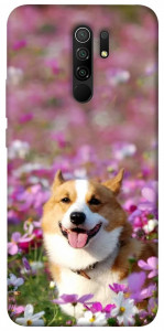 Чехол Корги в цветах для Xiaomi Redmi 9