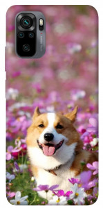 Чохол Коргі в квітах для Xiaomi Redmi Note 10