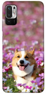 Чехол Корги в цветах для Xiaomi Redmi Note 10 5G