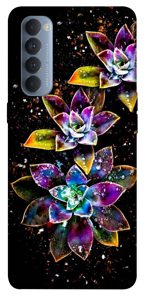 Чехол Flowers on black для Oppo Reno 4 Pro