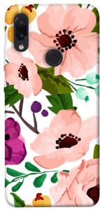 Чехол Акварельные цветы для Xiaomi Redmi Note 7